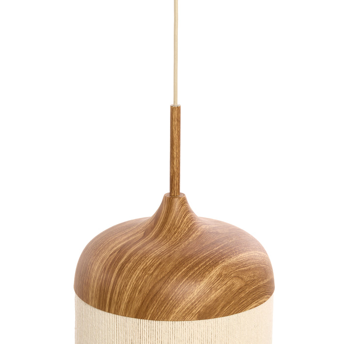 Light&living Hanglamp Ø22x41,5 cm DANIA hout print naturel+touw crème