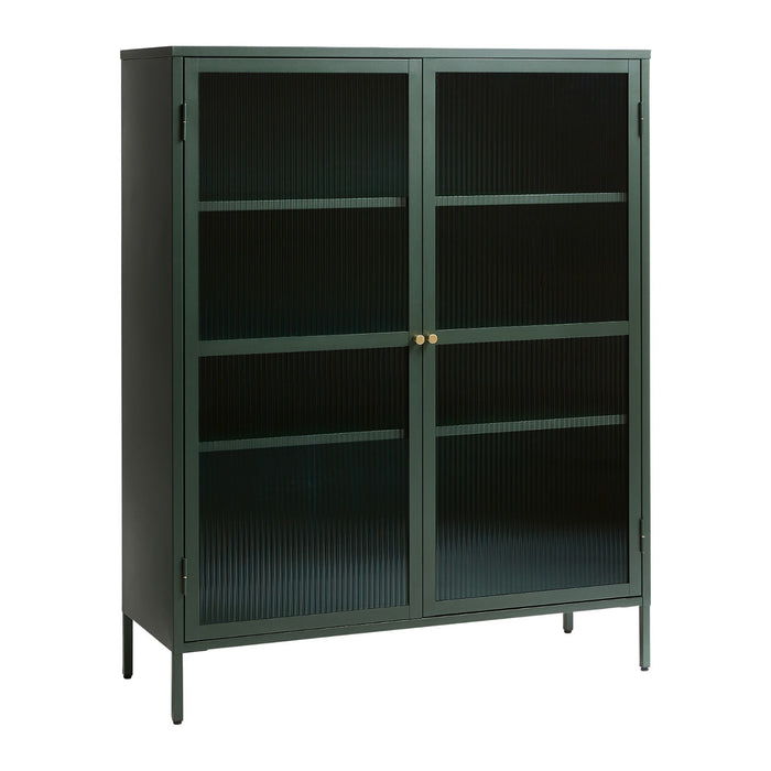 by fonQ Opal Vitrinekast - H 140 cm - Olijfgroen