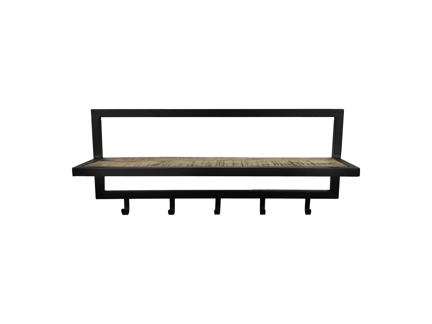 Kapstok - 66x17x28 - Naturel|zwart - Mangohout|metaal