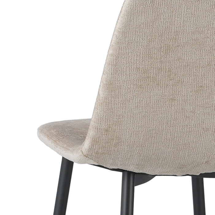 by fonQ basic Sweep Eetkamerstoel Chenille - Set van 4 - Beige