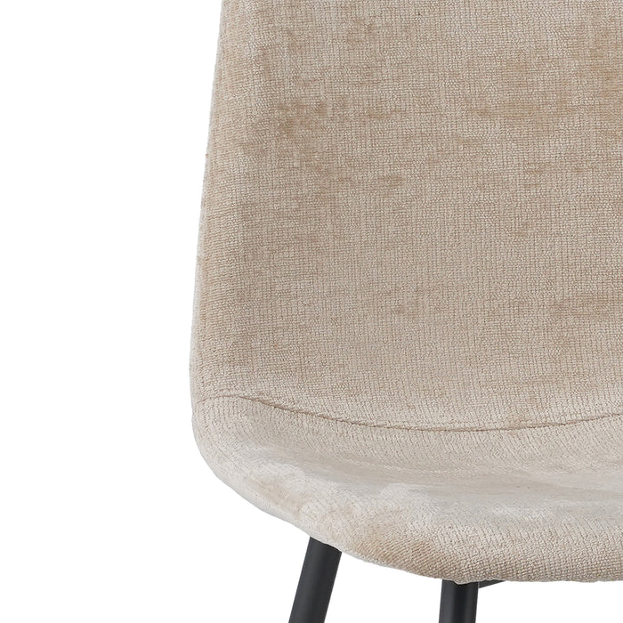 by fonQ basic Sweep Eetkamerstoel Chenille - Set van 4 - Beige