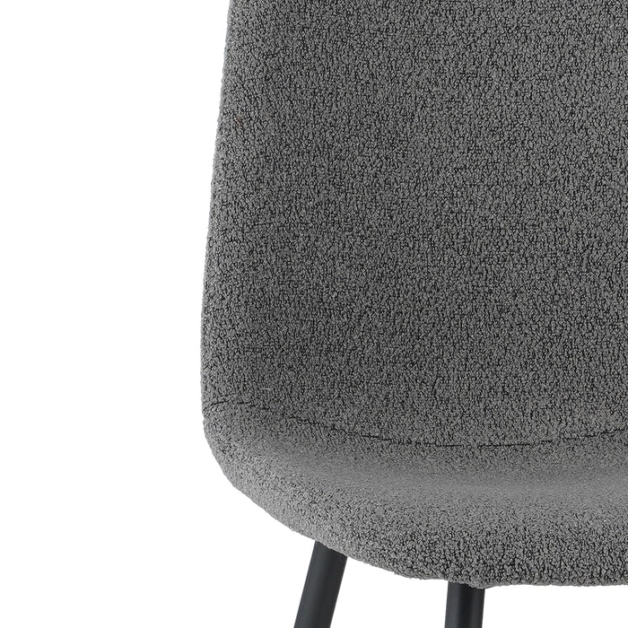 by fonQ basic Sweep Eetkamerstoel Bouclé - Set van 4 - Grijs