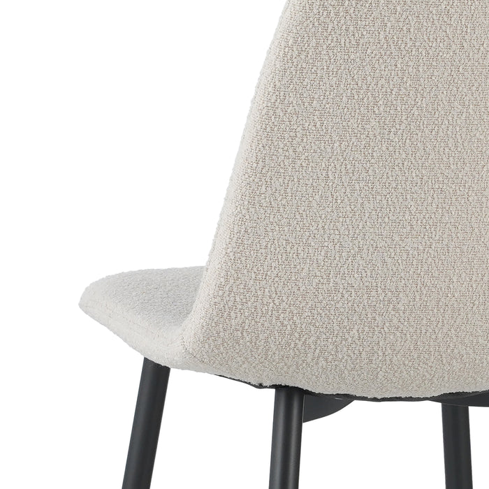 by fonQ basic Sweep Eetkamerstoel Bouclé - Set van 4 - Crème