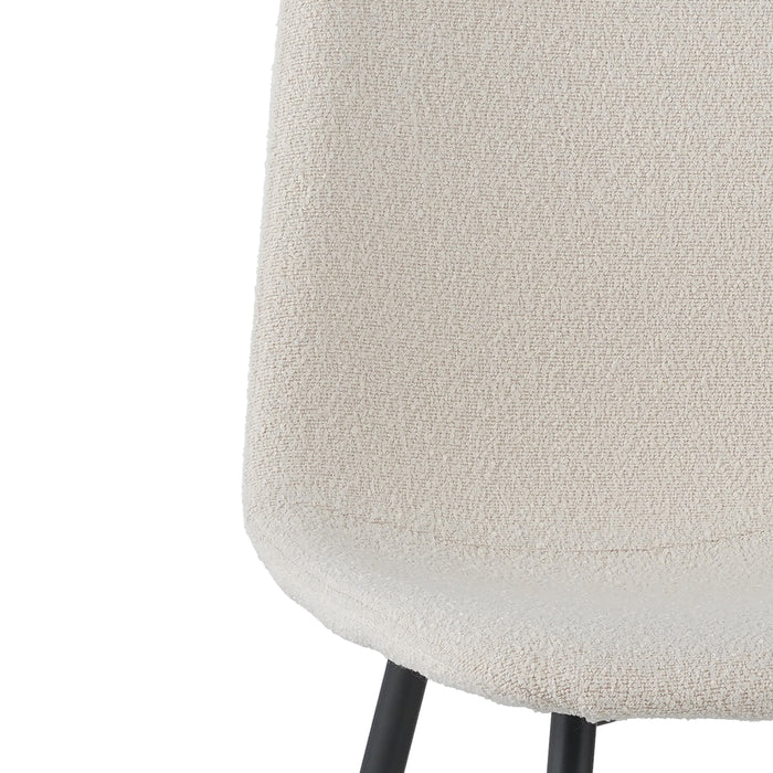 by fonQ basic Sweep Eetkamerstoel Bouclé - Set van 4 - Crème