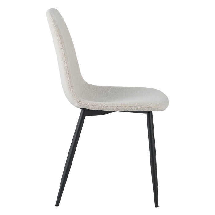 by fonQ basic Sweep Eetkamerstoel Bouclé - Set van 4 - Crème