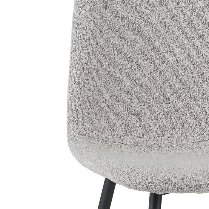 by fonQ basic Sweep Eetkamerstoel Bouclé - Set van 4 - Naturel Melange