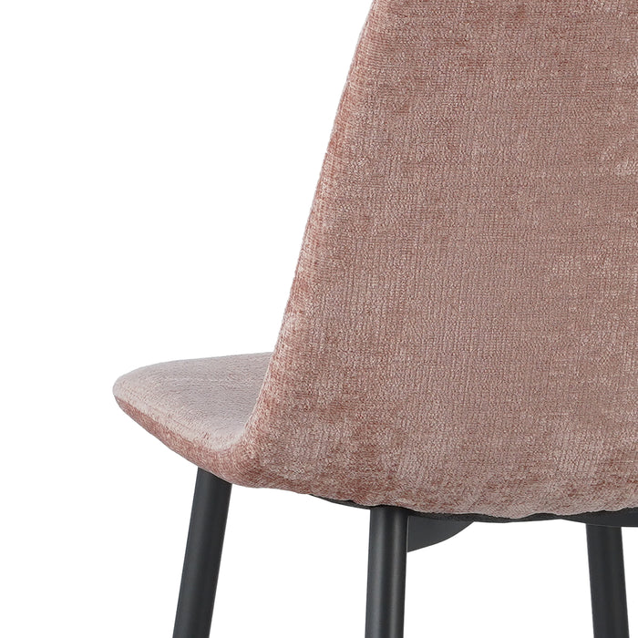 by fonQ basic Sweep Eetkamerstoel Chenille - Set van 4 - Oudroze