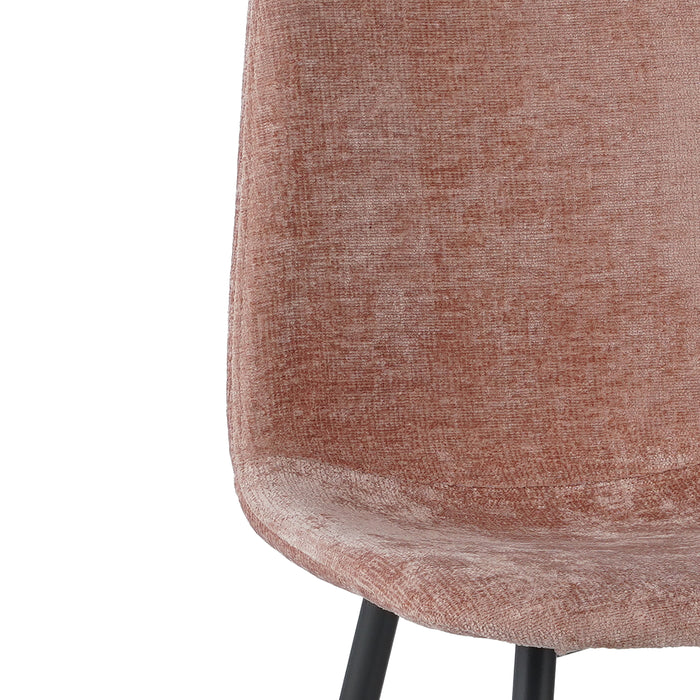 by fonQ basic Sweep Eetkamerstoel Chenille - Set van 4 - Oudroze