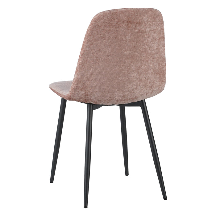 by fonQ basic Sweep Eetkamerstoel Chenille - Set van 4 - Oudroze