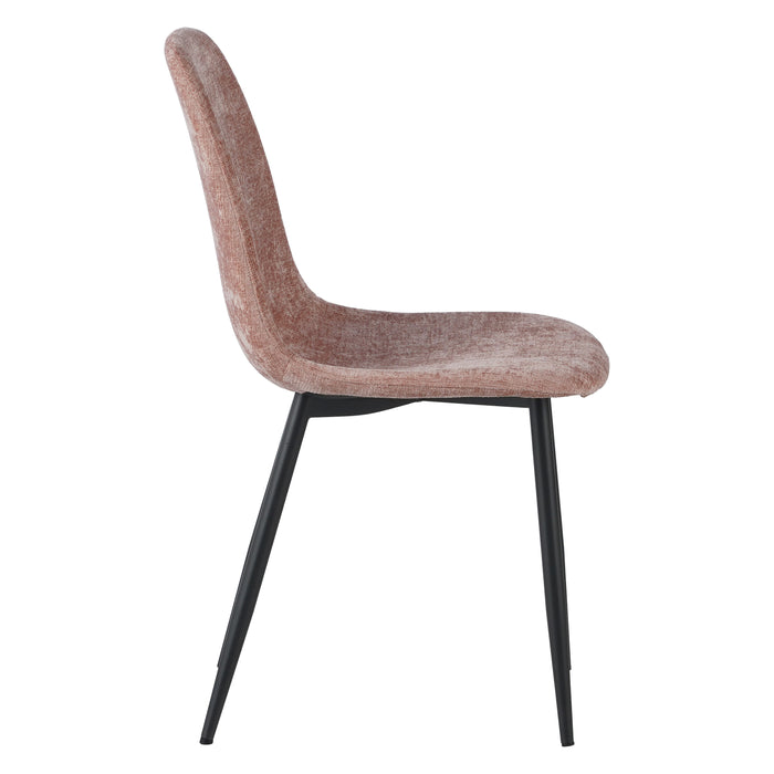 by fonQ basic Sweep Eetkamerstoel Chenille - Set van 4 - Oudroze