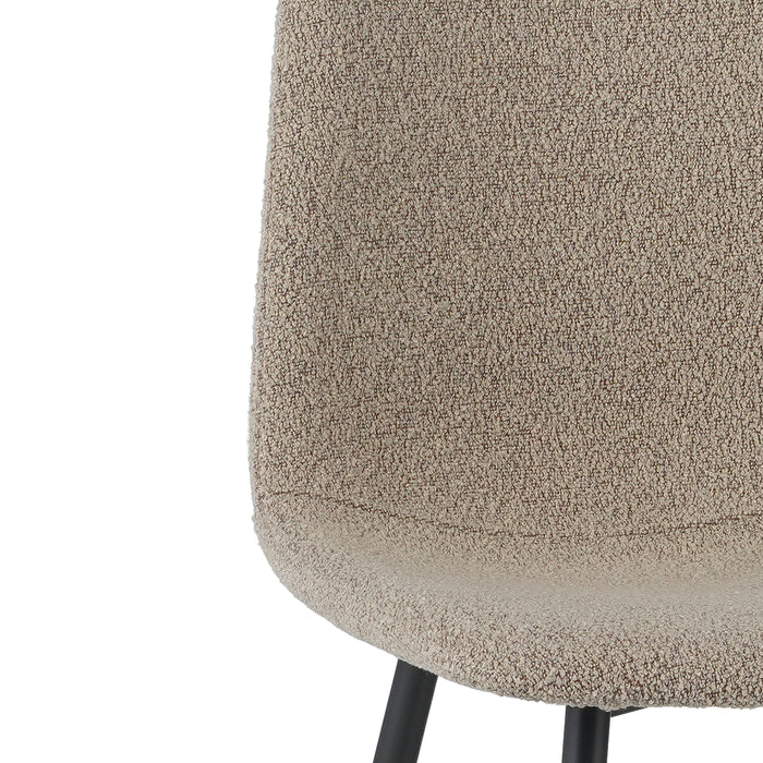 by fonQ basic Sweep Eetkamerstoel Bouclé - Set van 4 - Latte
