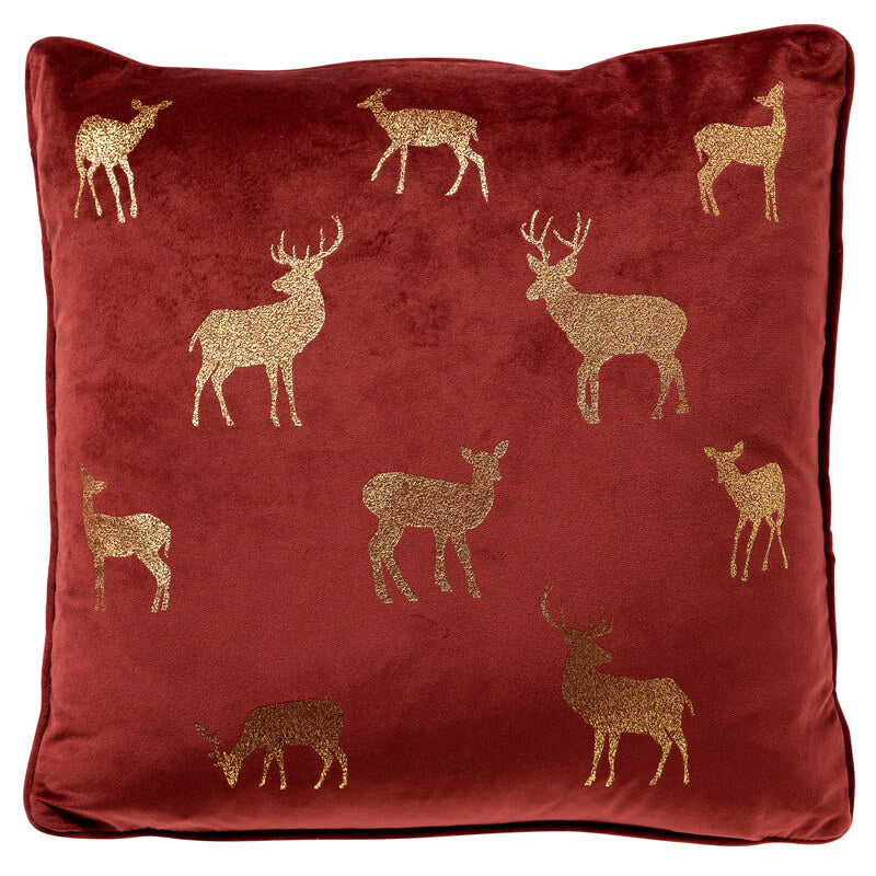 Deer - Kerst kussenhoezen - 45x45 cm, rood