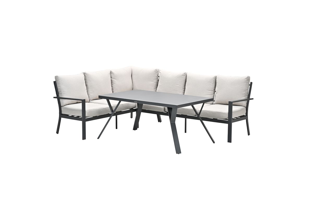 Sergio lounge-diningset - 3-delig - links - carbon black - desert sand