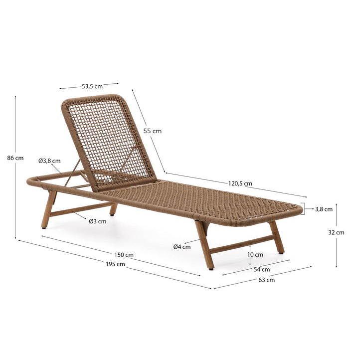 Kave Home - Dandara ligstoel met beige stalen frame, touw en poten van
