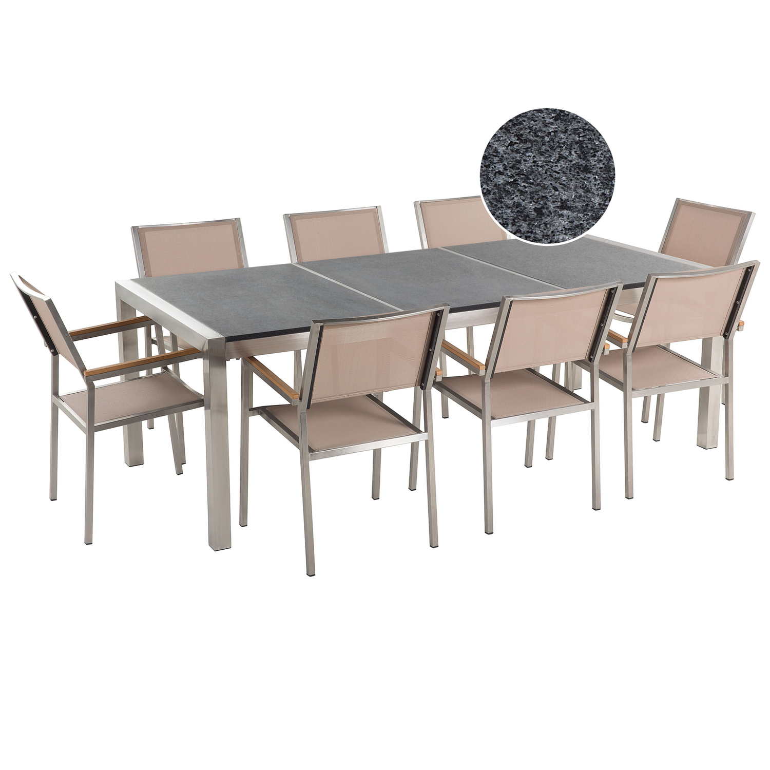 Beliani - GROSSETO - Tuinset voor 8 - Grijs|Beige - Graniet
