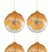 J-Line kerstbal Gedroogd Blad Glitter - glas - transparant|oker - medium - doos van 4
