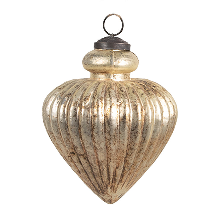 Clayre & Eef Kerstbal Ø 8x12 cm Goudkleurig Glas Kerstboomversiering