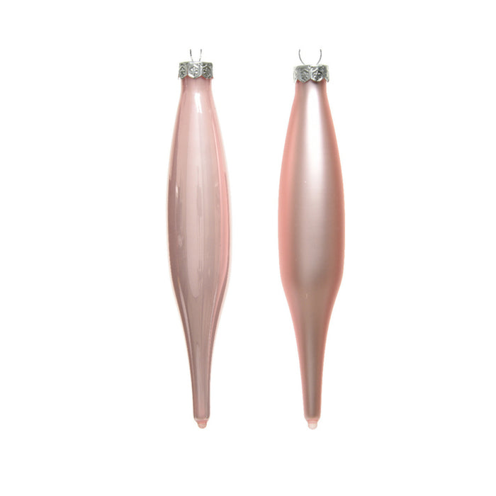 Decoris kerstbal pegels - 6x - lichtroze - D15 cm - glas