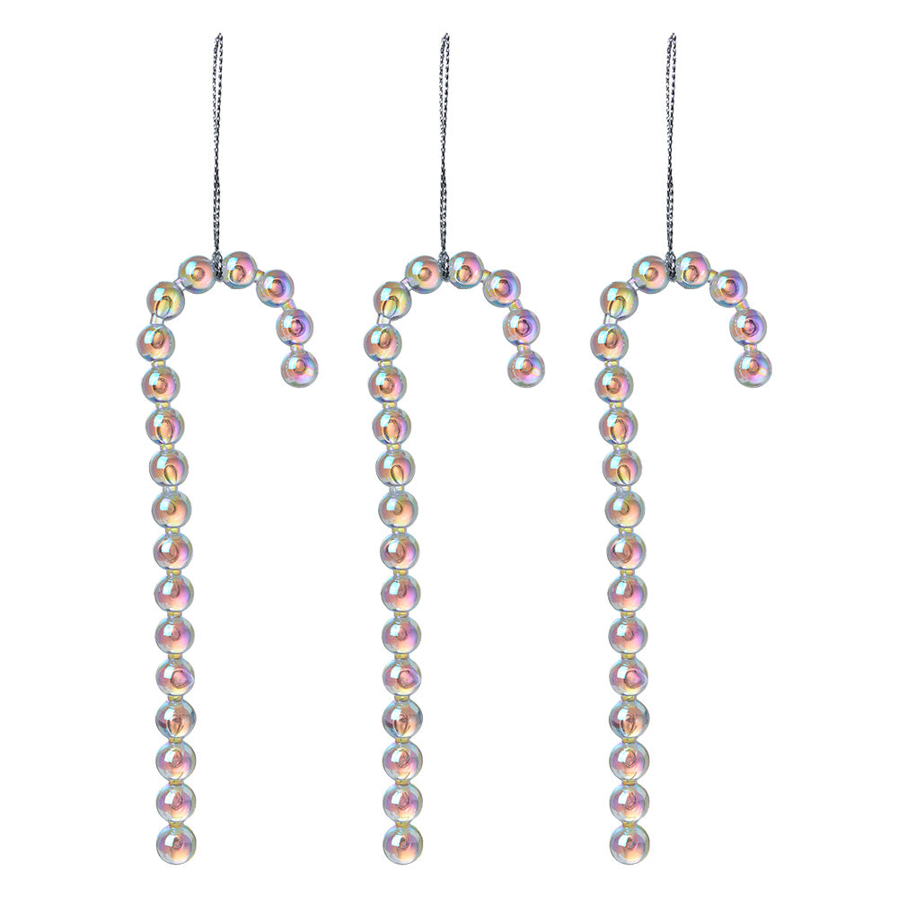 Clayre & Eef Kersthanger Set van 3 Zuurstok 14 cm Zilverkleurig