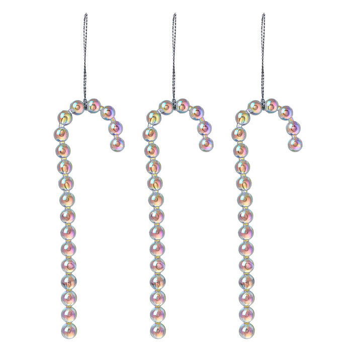 Clayre & Eef Kersthanger Set van 3 Zuurstok 14 cm Zilverkleurig