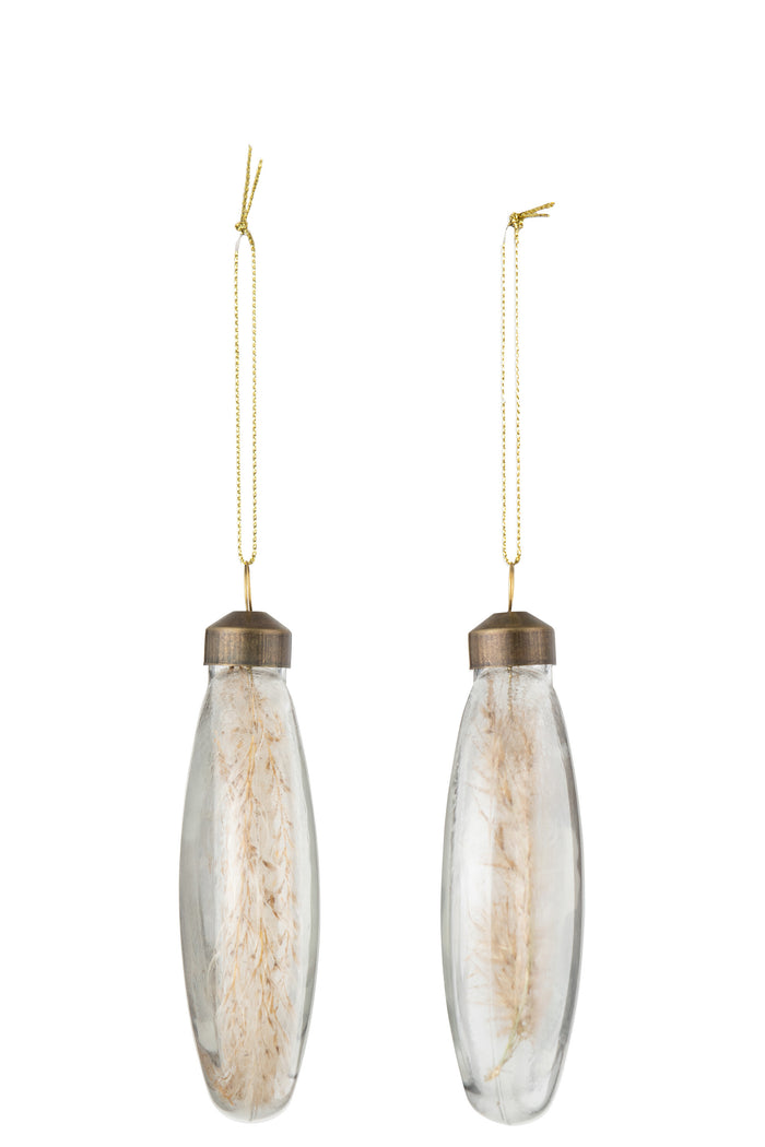 J-Line kerstbal Motief Roos Pailletten - glas - lichtroze - large - doos van 4