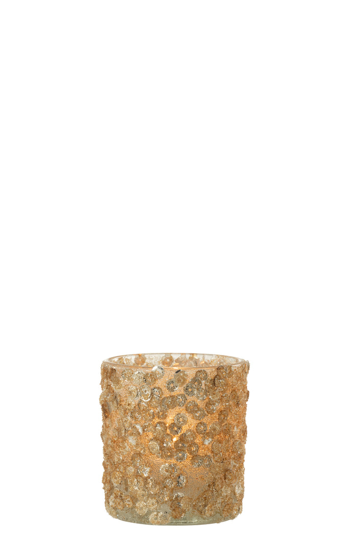 J-Line kerstbal Motief Roos Pailletten - glas - lichtroze - large - doos van 4