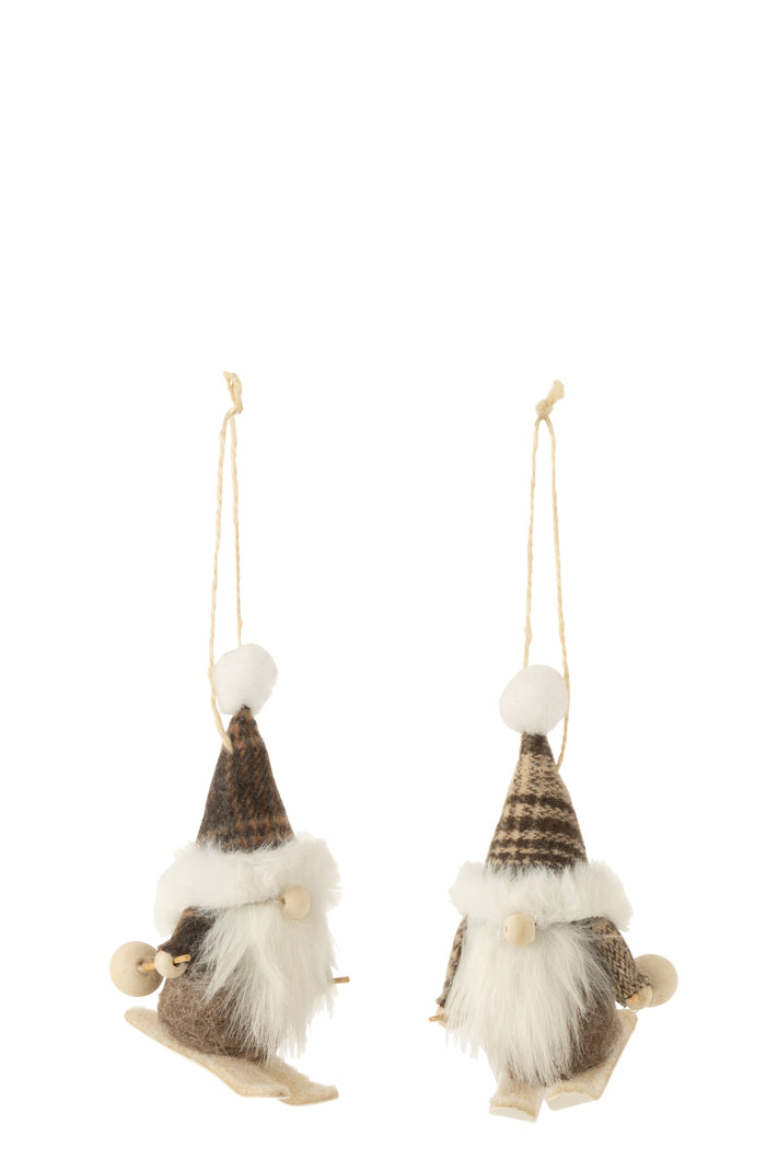 J-Line hanger Kabouter - textiel - bruin|beige - 2 stuks