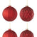 J-Line kerstbal Geribbeld|Ruit - glas - rood - large - doos van 4