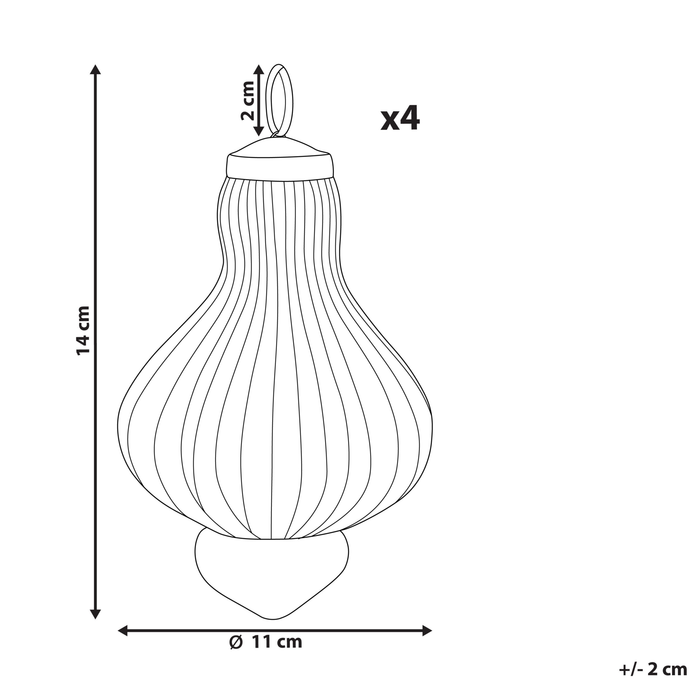 Beliani - BRILLANT - Kerstballen set van 4 - Rood - Glas