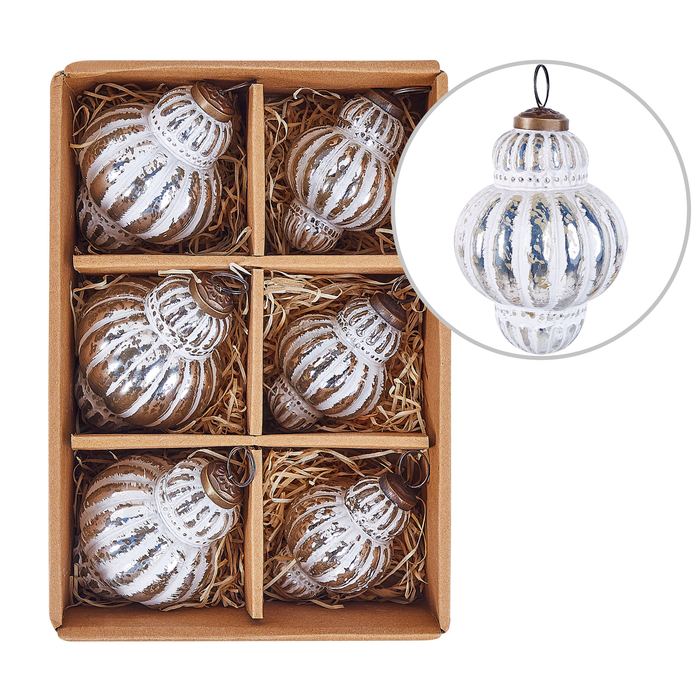 Beliani - CREMEUX - Kerstballen set van 6 - Zilver - Glas