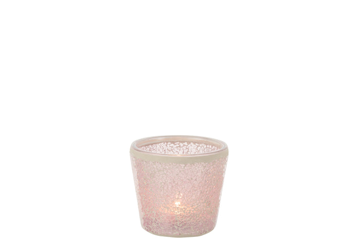 J-Line kaarshouder Mozaiek Conisch - glas - roze