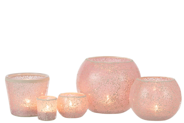 J-Line kaarshouder Mozaiek Conisch - glas - roze