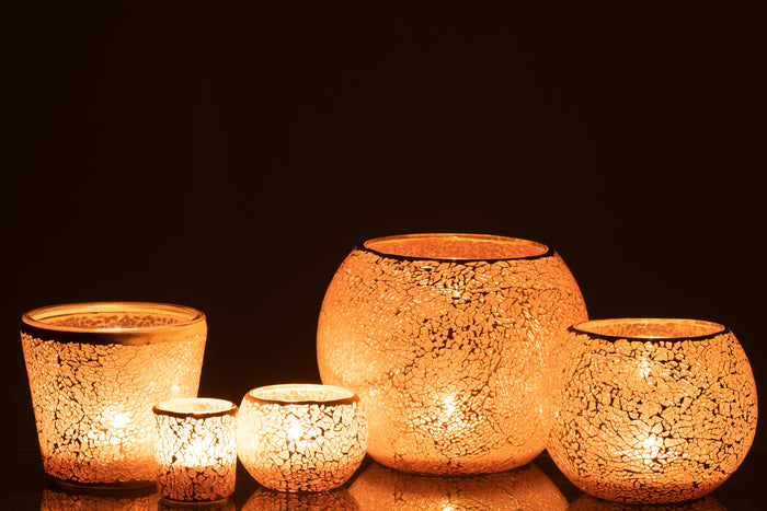 J-Line kaarshouder Mozaiek Conisch - glas - roze