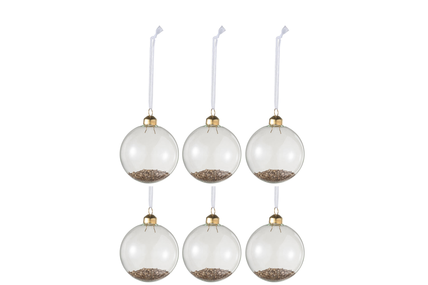 J-Line kerstbal Suiker Onderaan - glas - transparant|goud - small - doos van 6