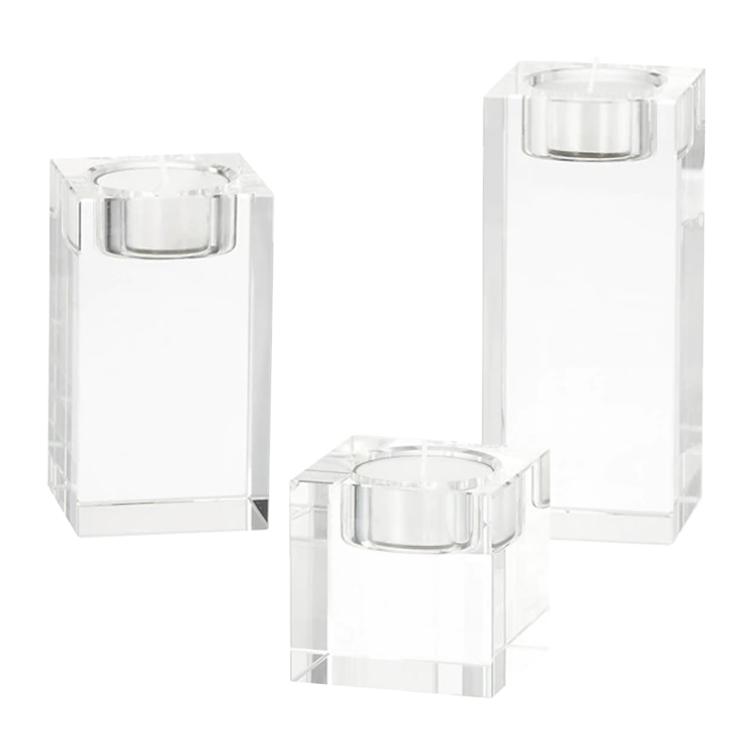 QUVIO Waxinelichthouder - Set van 3 - Glas