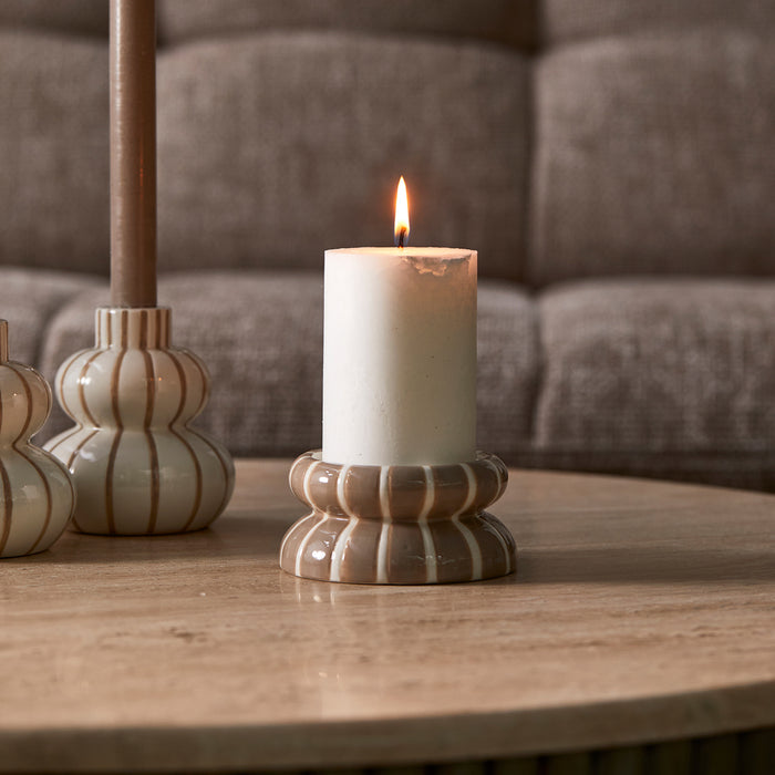 Riviera Maison Kaarsenhouder Stompkaars Bruin - James - Porselein