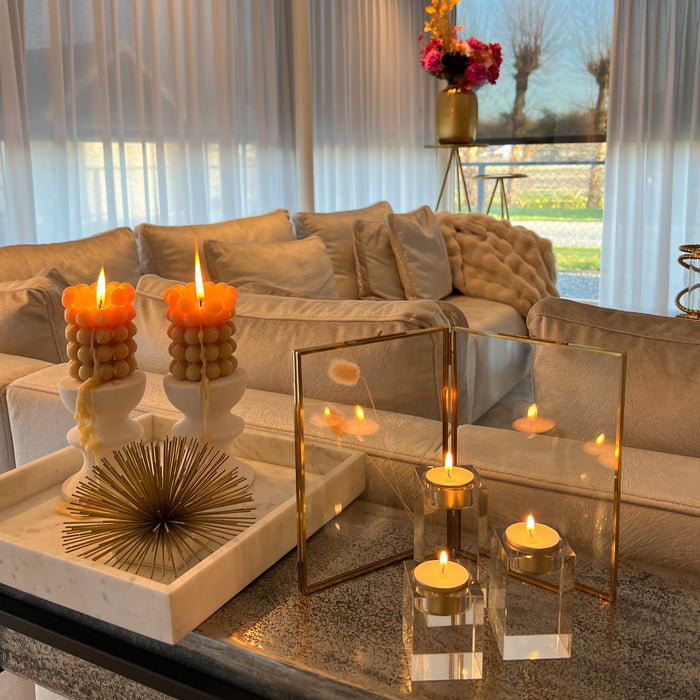 QUVIO Waxinelichthouder - Set van 3 - Glas