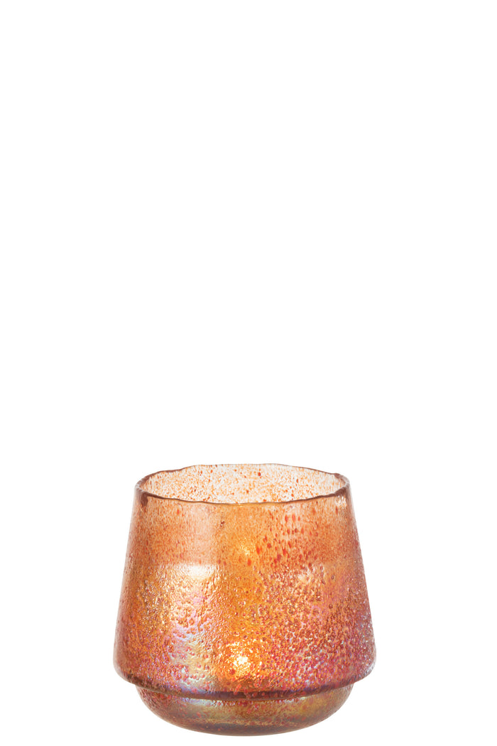 J-Line kaarshouder Stippen - glas - oranje - large