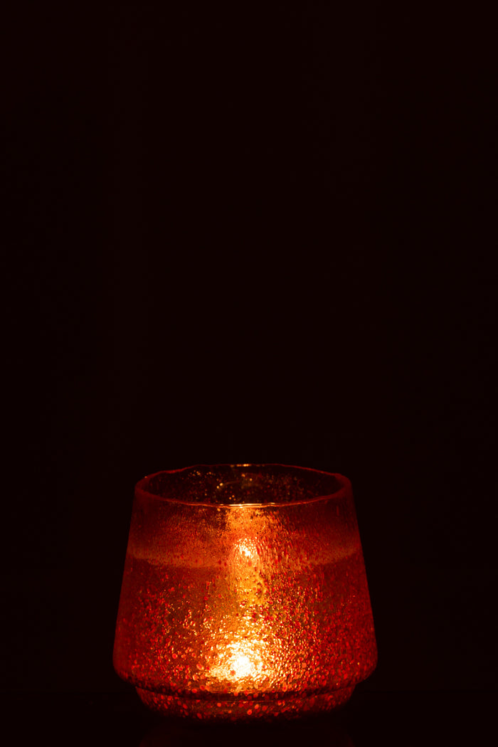 J-Line kaarshouder Stippen - glas - oranje - large