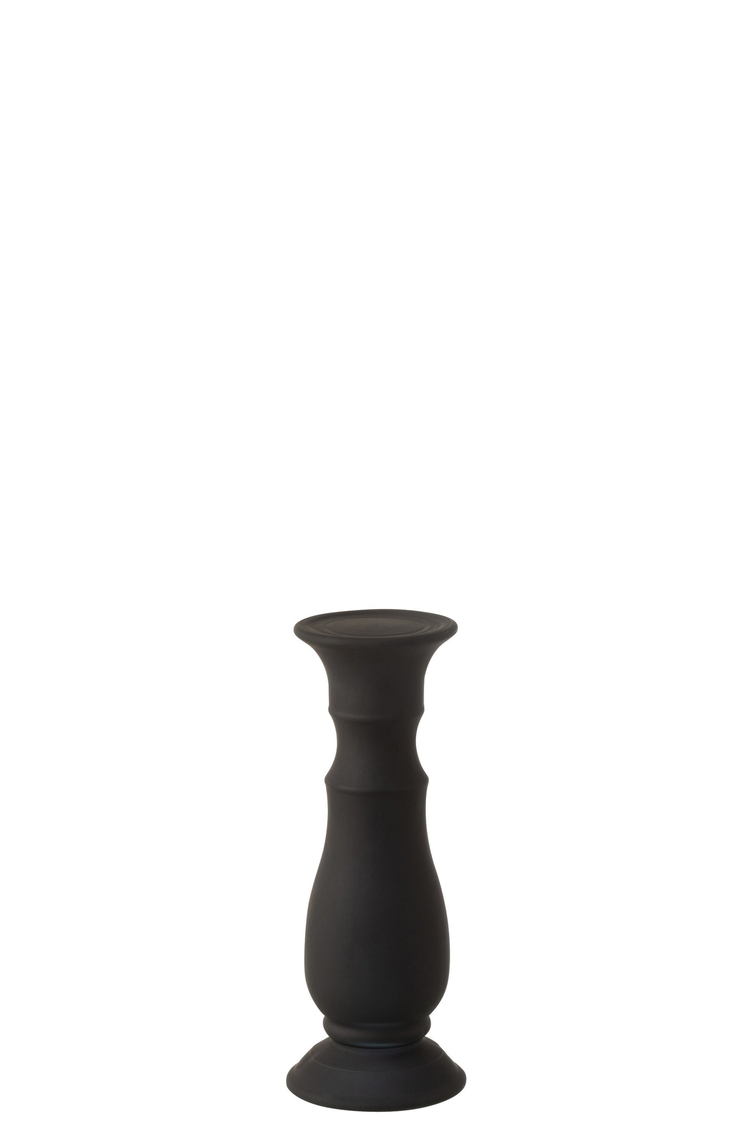 Kandelaar | Glas | Zwart | 11x11x (h)30 Cm