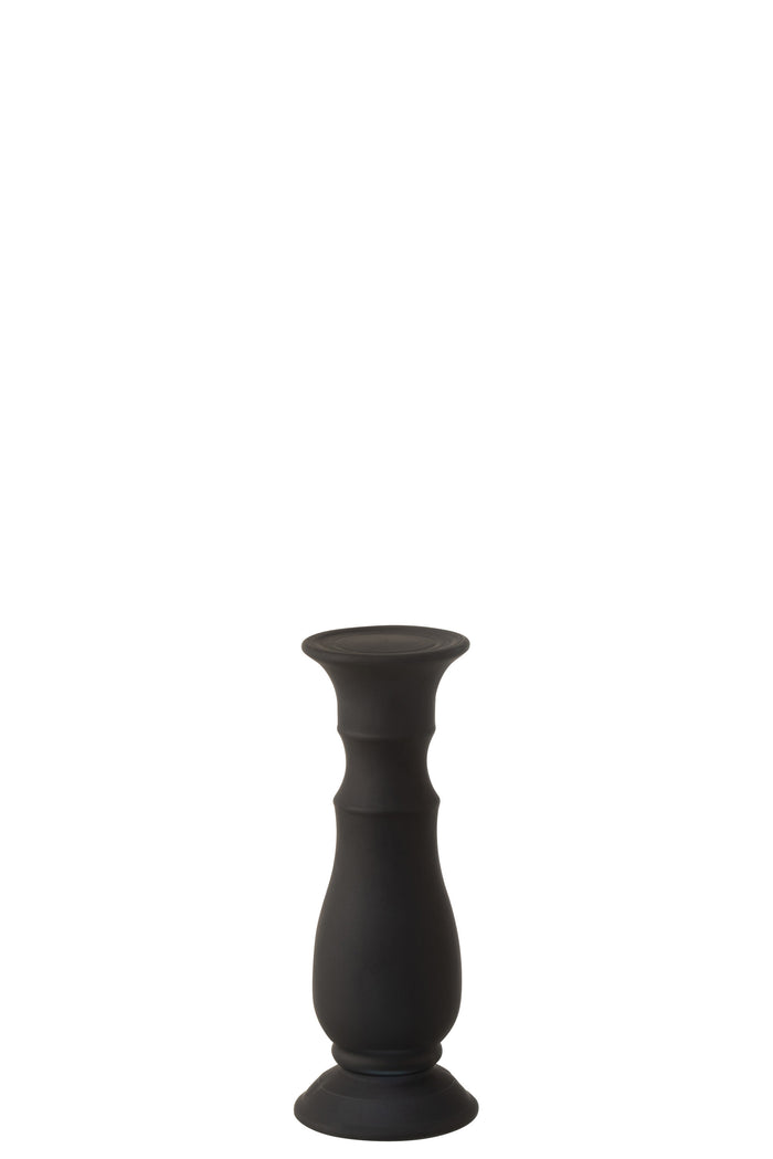 Kandelaar | Glas | Zwart | 11x11x (h)30 Cm