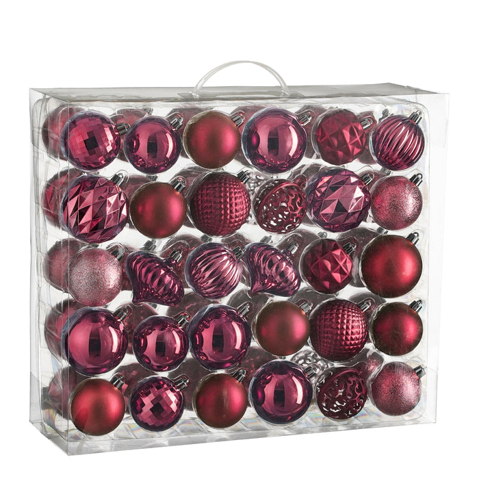 House of Seasons Kerstballen Set - 60 Stuks - Fuchsia