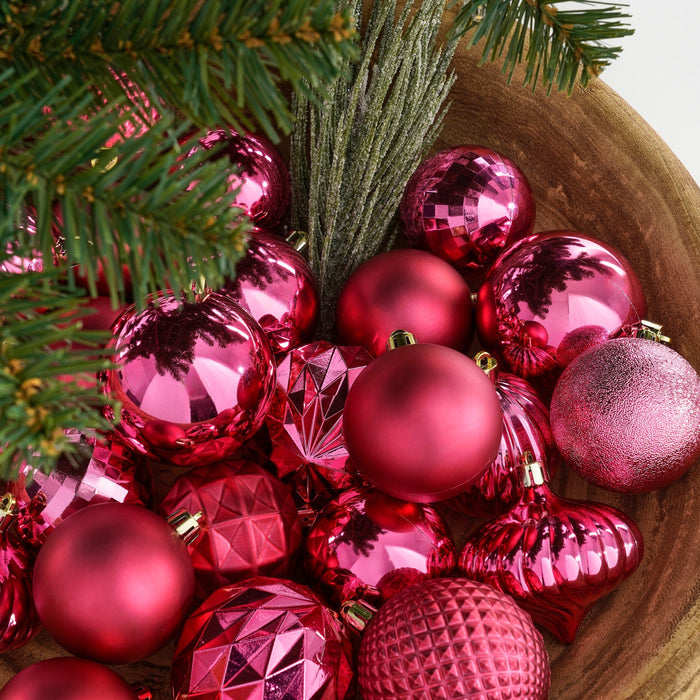 House of Seasons Kerstballen Set - 60 Stuks - Fuchsia