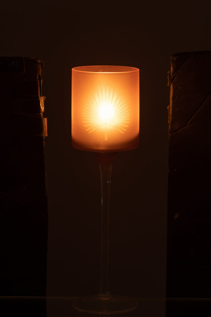 Theelichthouder | Glas | Bruin | 7x7x (h)25 Cm