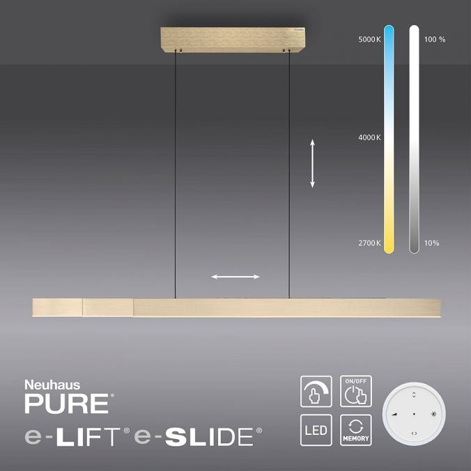 Neuhaus PURE® Hanglamp PURE MOTO-RISE e-Slide & e-Lift Gold LED incl.