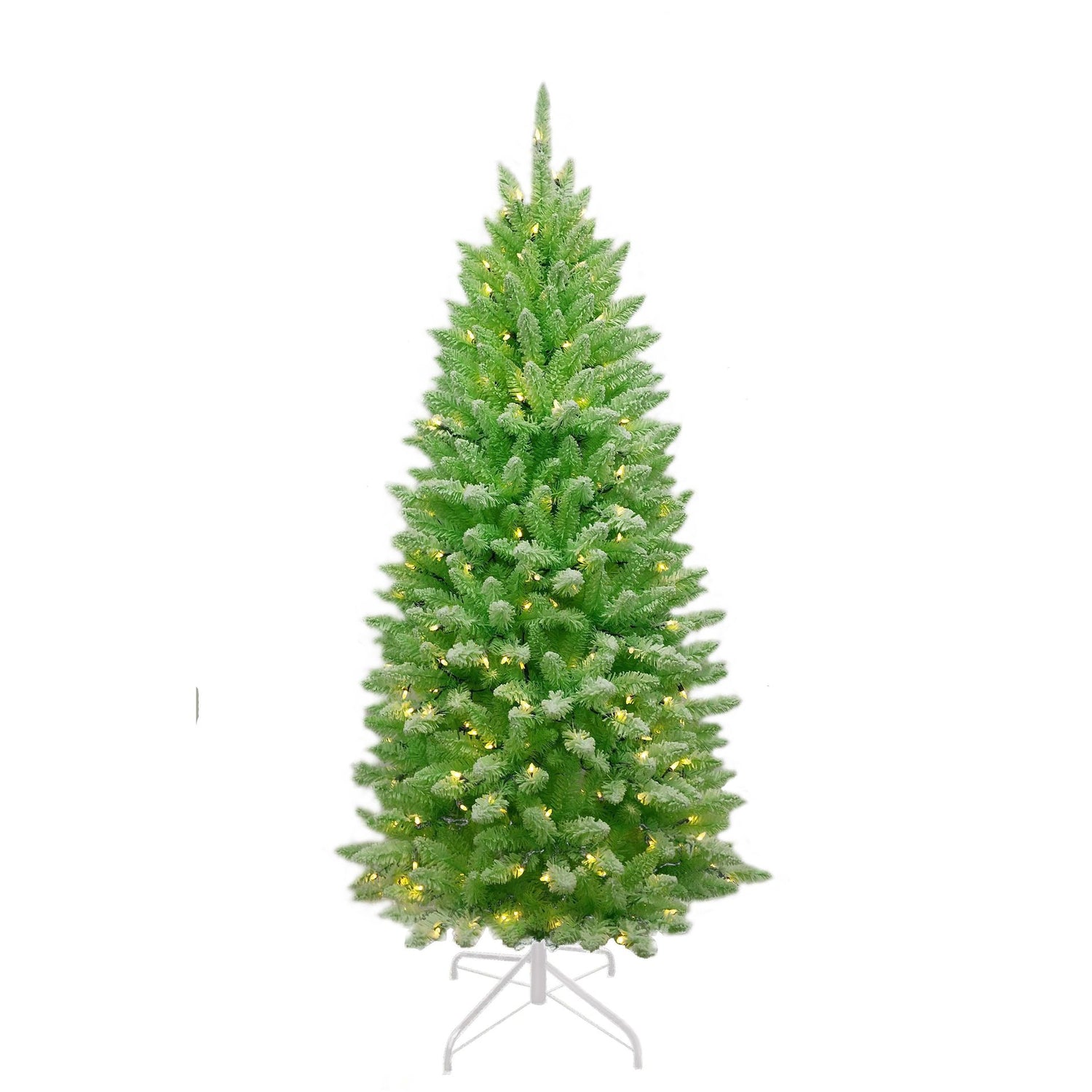 Funky Green Flocked verlichte kunstkerstboom - 183 cm - Lichtgroen