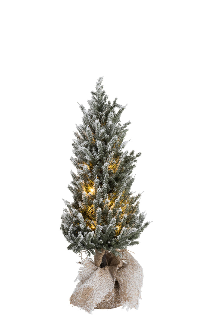 J-Line decoratie kerstboom Besneeuwd + pot - jute|kunststof