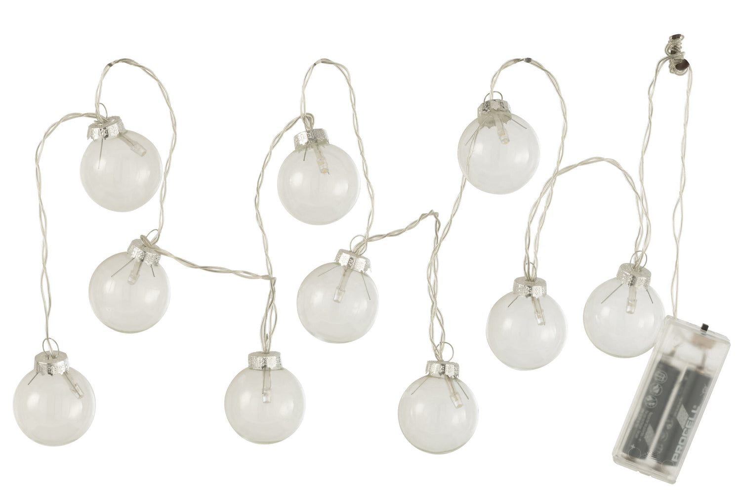 J-Line slinger 10 Ballen + Effen - glas - transparant - LED lichtjes