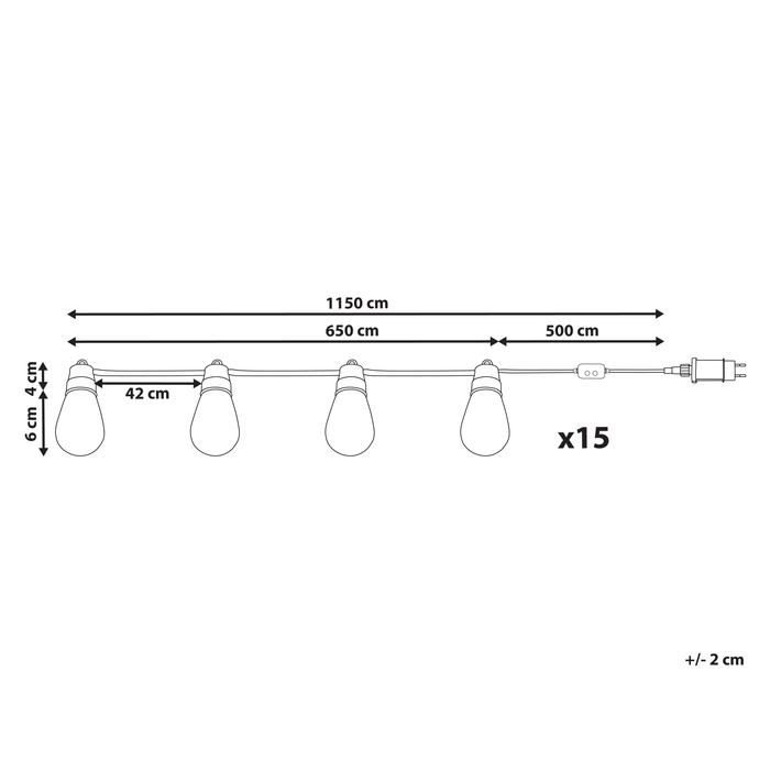 Beliani - ITTILEQ - LED kerstverlichting - Zwart - 1150 cm - PVC