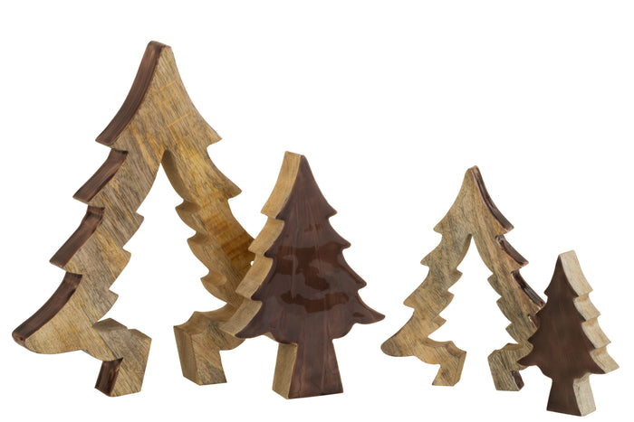 J-Line decoratie Kerstboom Puzzel - hout - bruin|naturel - large